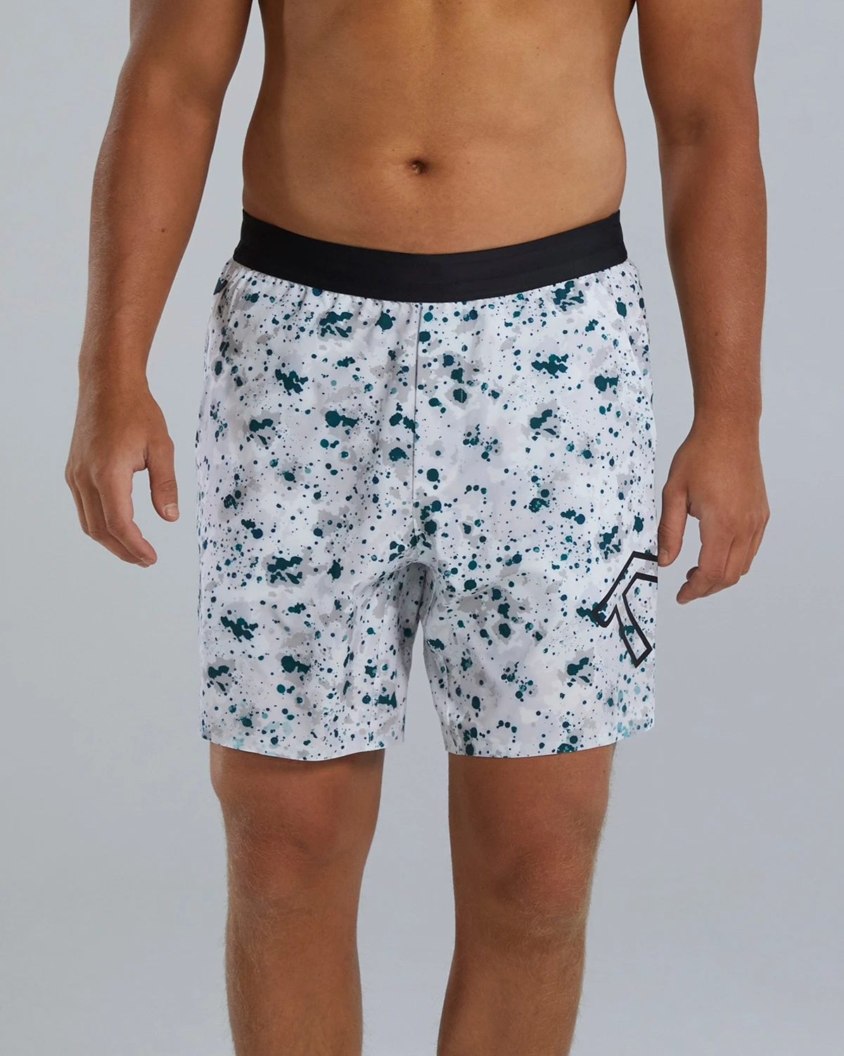 TYR Hydrosphere™ Men's Lined 7" Unbroken Big Logo Shorts - Fleck 1 TYR Hydrosphere™ Men's Lined 7" Unbroken Big Logo Shorts - Fleck