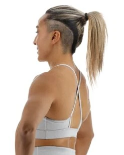 TYR Base Kinetic™ Women's High Neck Big Logo Sports Bra - Heather -Tyr FGHSHL3A 254 alt04