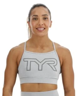 TYR Base Kineticâ„¢ Women's High Neck Big Logo Sports Bra - Heather