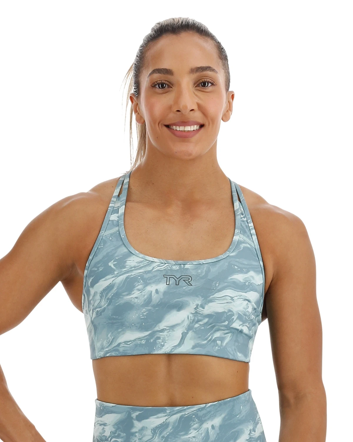 TYR Base Kinetic™ Women's Racerback Sports Bra - Aqueous 1 TYR Base Kinetic™ Women's Racerback Sports Bra - Aqueous