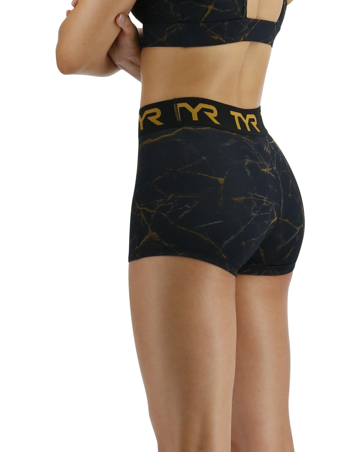 TYR Base Kinetic™ Women's Mid-Rise 2" Logo Short - Goldstone 4 TYR Base Kinetic™ Women's Mid-Rise 2" Logo Short - Goldstone - Image 4