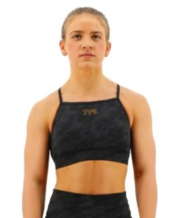 TYR Base Kinetic™ Women's High Neck Sports Bra - Blackout Camo