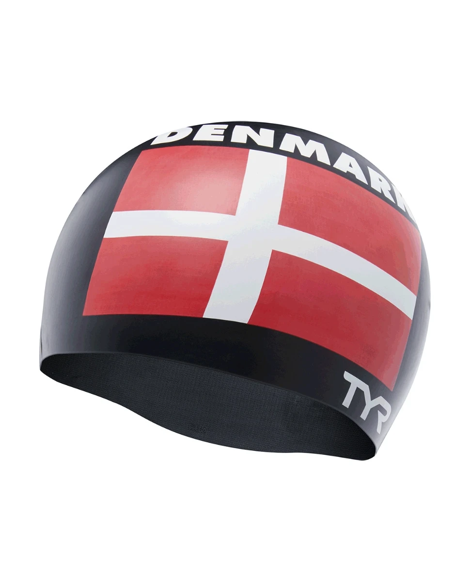 TYR Adult Silicone Swim Cap - Denmark 1 TYR Adult Silicone Swim Cap - Denmark