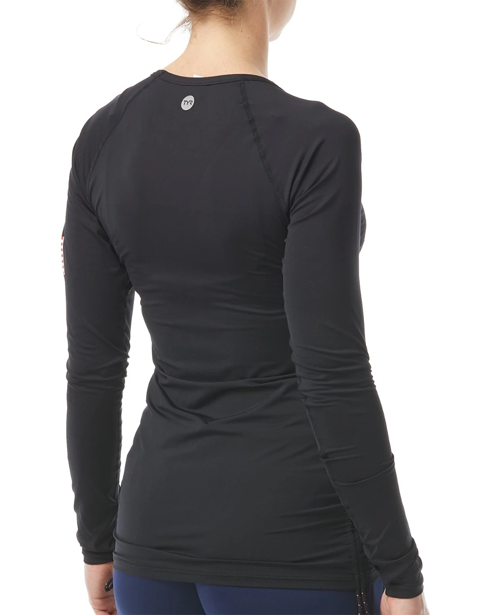 TYR Durafast Lite® Women's USA Belize Long Sleeve Rashguard - Solid 2 TYR Durafast Lite® Women's USA Belize Long Sleeve Rashguard - Solid - Image 2