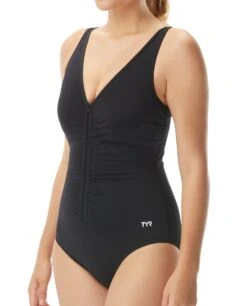 TYR Durafast Elite® Women's V-Neck Zip Controlfit Swimsuit - Solid