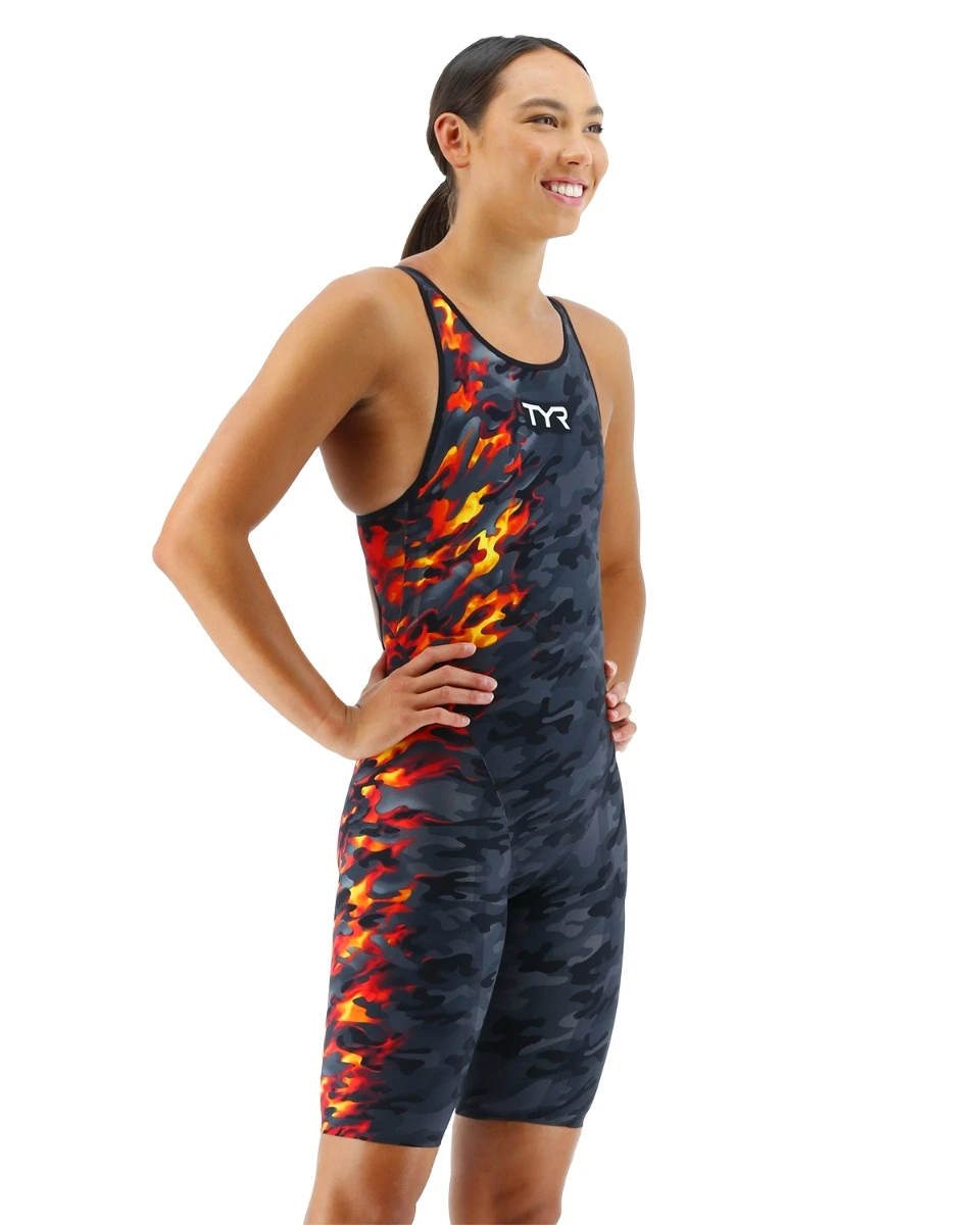TYR Women's Venzo™ Open Back Swimsuit - Camo Fire 5 TYR Women's Venzo™ Open Back Swimsuit - Camo Fire - Image 5